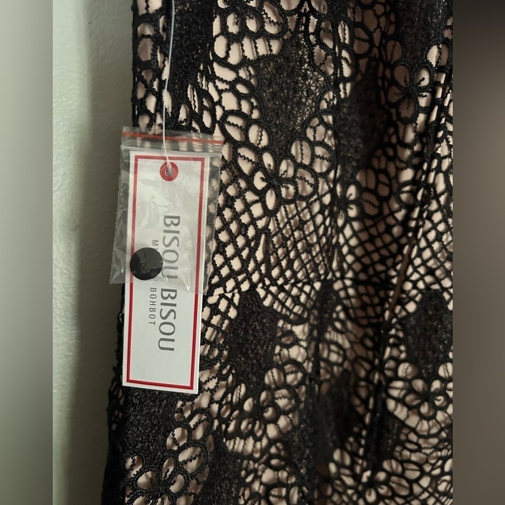 Bisou Bisou Black Lace Whimsygoth Dress Nude Lining Romantic Feminine 10 - Picture 6 of 10
